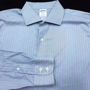 BROOKS BROTHERS BUTTON DRESS SHIRT -16.5 34 BLUE WHITE GREEN TWILL REGENT SLIM - Picture 1 of 6