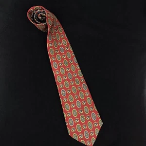 Tommy Hilfiger 100% Silk Red Blue Patterened Neck Tie Printed In Italy - Picture 1 of 6