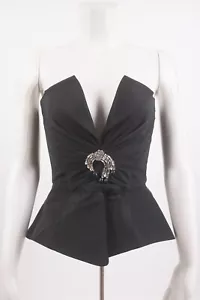 Zara Womens Bustier Top Peplum XS Black Strapless Bloggers Fave 7747/660 NWT - Picture 1 of 6