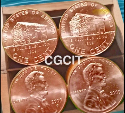 2009 Lincoln cent P + D Cabin Birth =2 coin BRIGHT RED BU UNC MS 2025 Penny Sale - Image 1 of 4