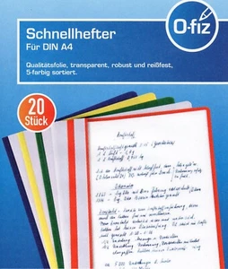 20x Schnellhefter A4 Kunststoff Hefter 5 Farben Rot Blau Grün Gelb Weiß DIN A4 - Bild 1 von 1