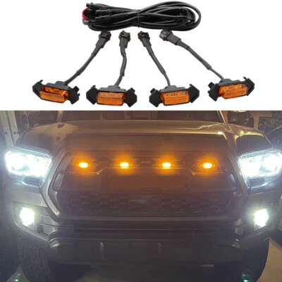 For Toyota Tacoma TRD PRO Front Grille 2016-2022 LED Grille Light Kit Amber 4PCS - Image 1 of 4