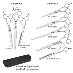 High Quality 5200 Series Pro Dog Grooming Shear Kits 3 or 5 Piece Sets With Case - Picture 1 of 9