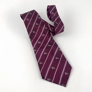 Burberry London Striped Silk Tie Knight Logo Plum Purple Classic Men Maroon Dark - Picture 1 of 5