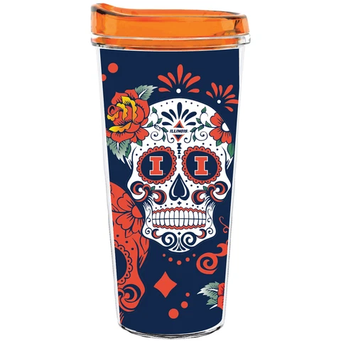 Illinois Fighting Illini 22oz. D-a de los Muertos Tumbler Cover