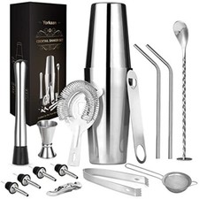 Set Cocktail 15 Pezzi, Set Shaker Cocktail in Acciaio Inox, Set di Strumenti Bar