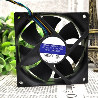 For AVC DS08025T12U 0.70A 12V 80*80*25mm 4pin PWM Cooling Fan - Image 1 of 4