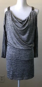 White House Black Market XXS grau/schwarz meliert Print Perlen Schulter Kleid - Bild 1 von 7