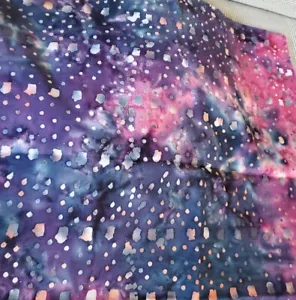 Vintage Sewing Fabric Hand Dyed Batik Dots Purple Pink Blue 19x45" - Picture 1 of 5