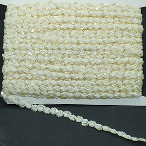 1m champagne sequin white glitter braid trim ribbon lace bridal 15mm - Picture 1 of 1
