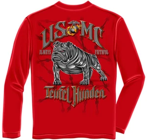 New USMC TEUFEL HUNDEN BULL DOG LICENSED LONG SLEEVE T Shirt USA - Picture 1 of 2