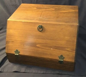 Antique / Vintage Wooden Primitive Hard Wood Bread Box Drop Front - Picture 1 of 16