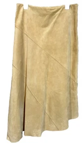 Women's Banana Republic Camel Leather Suede Boot length Skirt Asymmetrical 10 - Picture 1 of 8