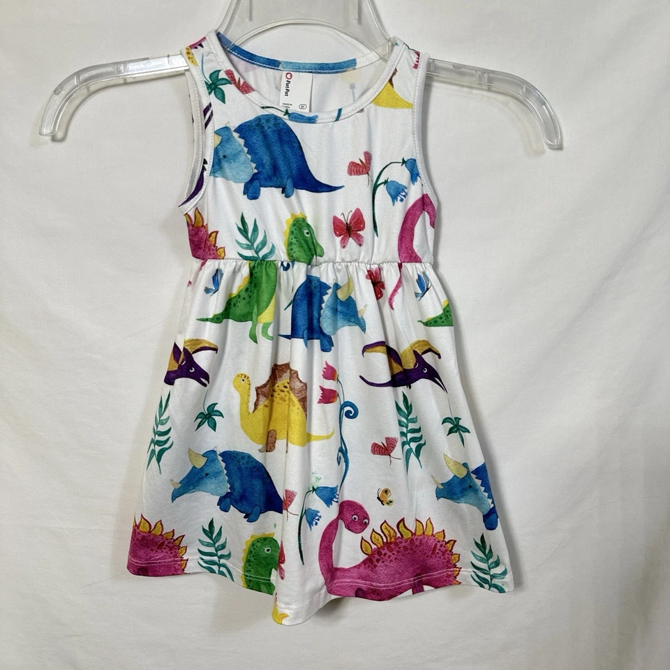 Vestido sin mangas estampado de dinosaurios Pat Pat para niñas 3 años elástico pterodáctilo triceratops Foto 1 de 4