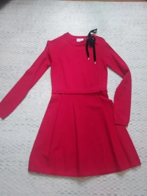 NUEVO CON ETIQUETAS VESTIDO ROJO DE PUNTO VALENTINO EN ROJO ESCARLATA CON CINTA DE TERCIOPELO NEGRO TALLA XS Foto 1 de 4