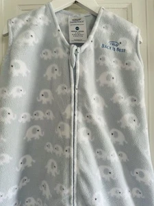 Halo Sleepsack Wearable Blanket, Microfleece, Blue Elephants, Baby Boy, 6-12 Mo - Picture 1 of 5