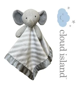 Manta de seguridad Cloud Island Elephant gris a rayas Lovey borde satinado retirada 2019 - Imagen 1 de 5