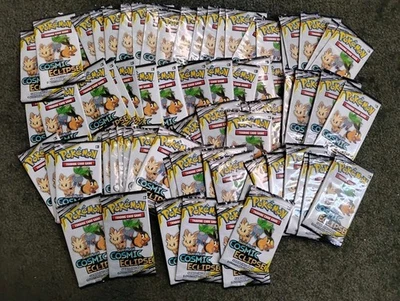 LOT OF 100 PACKS Pokemon Cosmic Eclipse Sampling Packs Sealed 3 Cards In 1 Pack - Image 1 of 4