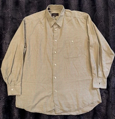 Neiman Marcus Brown Red Striped Button Up Shirt Men's Size Large Collared Italy - Image 1 of 4