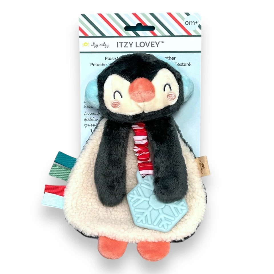 ¡NUEVO! Juguete de Navidad de peluche y dentición de silicona Itzy Ritzy Penguin Holiday Lovey Foto 1 de 1