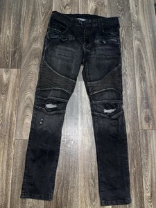 Balmain Biker Distressed Faded Slim Straight Jeans Men’s 34x32 - Picture 1 of 10