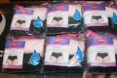 NEW 12 pair HANES Briefs Panties 9/2XL Cooling, Tagless, No Ride Up 100% Cotton - Image 1 of 3