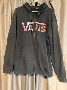 Vans Full Zip Hoodie Men's Size Large Black - Picture 1 of 7
