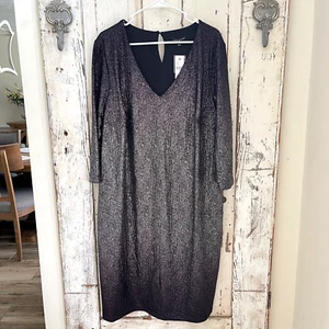 Lane Bryant Sz. 18  20 Womans Purple Silver Black Metallic Glitter Formal Dress - Picture 1 of 11