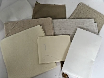 LOTE de 6 piezas de tela punto de cruz lona blanco tostado 2 son de aproximadamente 18" por 24" Foto 1 de 4