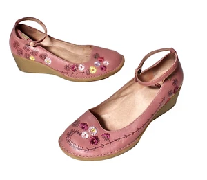 CAMPER TWINS DAMENSCHUHE RIEMCHENPUMPS PUMPS BLUMEN WEDGE ALTROSA 40 #101-BO# - Bild 1 von 8