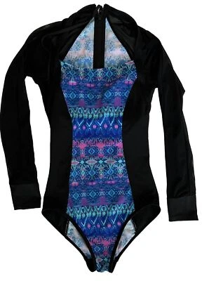 BEACH BETTY Women SMALL Slim Control Zip Back Long Sleeve 1 Piece Swimsuit EUC f - Image 1 of 4