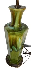 Lamp mid-century 1970's modern blue /green drip-glaze hexagonal lamp 31" MCM vtg - Picture 1 of 11