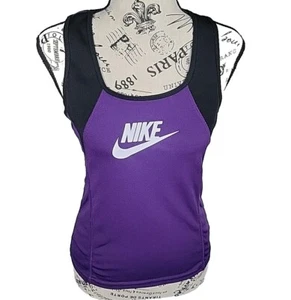 Nike M Woman's Active wear Tank Top Purple Black Racerback - Picture 1 of 9