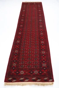 10 ft Hallway Tribal Bokhara Runner Rug Afghan Hand Knotted Wool Bedroom Rug - Picture 1 of 10