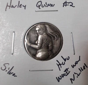 HOBO Harley Quinn #2 Made From A REAL Silver WWII War Nickel SIGNED - Picture 1 of 2
