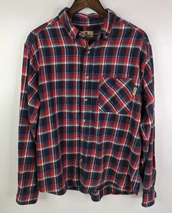 Woolrich Long Sleeve Button Down Navy Blue Red Plaid Flannel Shirt Men's Large - Picture 1 of 12