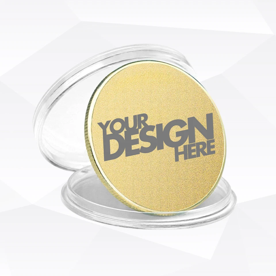 Metal Coins - Custom Laser Engraved - Gold Plated Coin - GOLD Personalized