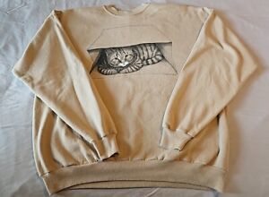 Vintage 1990s Hanes Comfoftblend Tan Cat Crewneck Sweatshirt Size XLarge