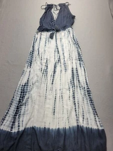 Elan Women Dress Medium Blue/White Sundress Sleeveless Long Tie Dye Rayon - Picture 1 of 11