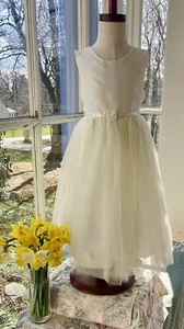 Stunning Pale yellow Special Occasion Dress Sz6 Gauze Rosette Bow - Picture 1 of 13