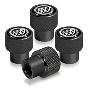 Buick Logo in Black on Black Aluminum Tire Valve Stem Caps - Picture 1 of 4