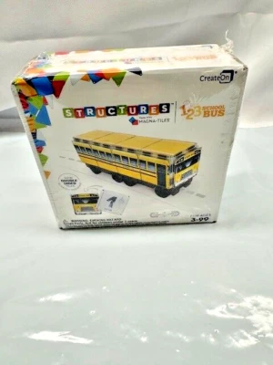 CreateOn Magna-Azulejos Estructura-Juego de Construcción para Niños, 123 Azulejo Imán de Autobús Escolar Foto 1 de 4