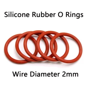 Food Grade Silicone Rubber O-Ring Red Sealing Washer 2mm Cross Section 5-90mm OD - Picture 1 of 10