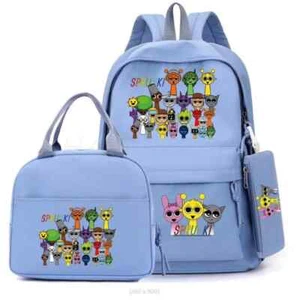 Sprunki - Schulranzen bunt Rucksack Schulbüchertasche mit Brotzeittasche Set / 3tlg - Bild 1 von 44