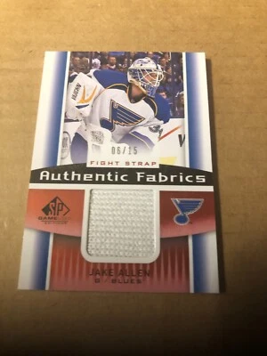 2013-14 SP Game Used Authentic Fabrics Fight Straps #AFJA Jake Allen 6/15 - Image 1 of 2