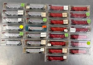 ATLAS 3262 3261 BURLINGTON Red & Aluminum 90 TON HOPPER N SCALE Lot of 28 - Picture 1 of 11