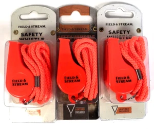 Field and Stream Emergency Safety Marine Whistle Orange Plastic w Lanyard 6 pcs - Picture 1 of 5