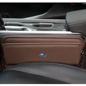 Car Seat Gap Filler Storage Box Phone Holder Organizer for Subaru BrownLeather - Picture 1 of 2