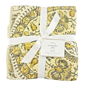 Pottery Barn Pillow Sham Cover Josie Kalimkari Yellow Cream 20" x 26" - Picture 1 of 4