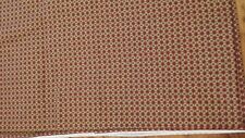 THE KESSLERS BROWN RED SQUARE PRINT FABRIC COTTON 1 YD 44" FREE SHIPPING